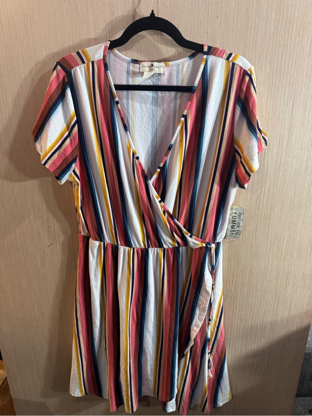 Women’s Derek Heart Stripes Wrap Mini Dress Size 1X NWT